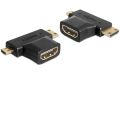 DeLock Adapter HDMI-A Buchse/HDMI-C/HDMI-D Stecker [HDMI-A Buchse > HDMI-C + HDMI-D Stecker]